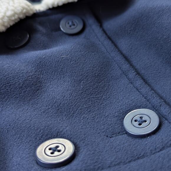 OshKosh B’Gosh Girls Navy Double Breasted Faux Wool Coat Shearling Collar 6 / 6X - Picture 6 of 9